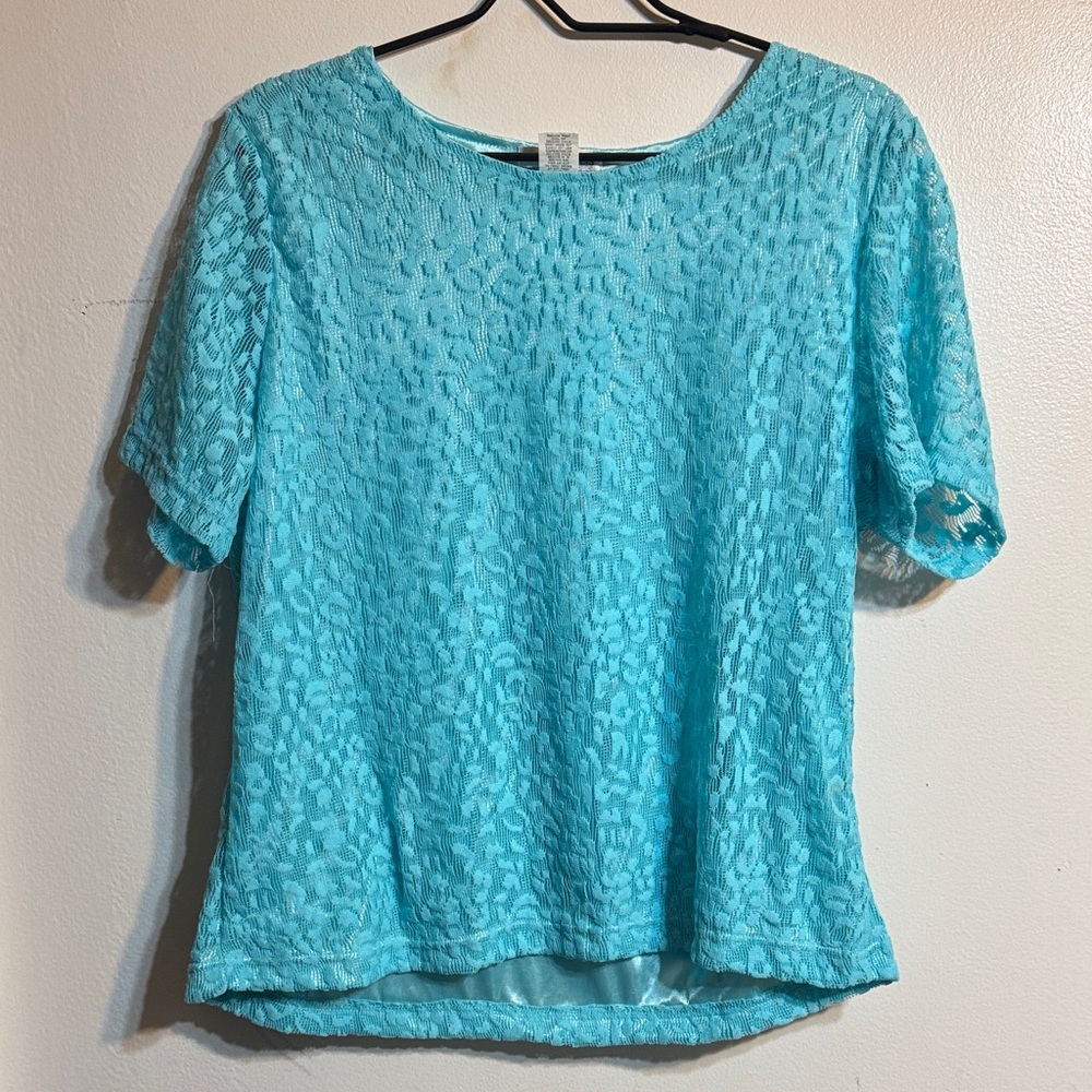 Cathy Daniels Aqua Lace Blouse